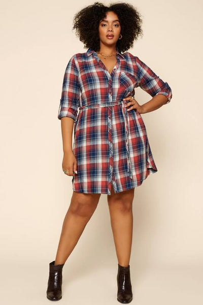 Jayla Tie-waist Plaid Shirt Dress – REBELLA